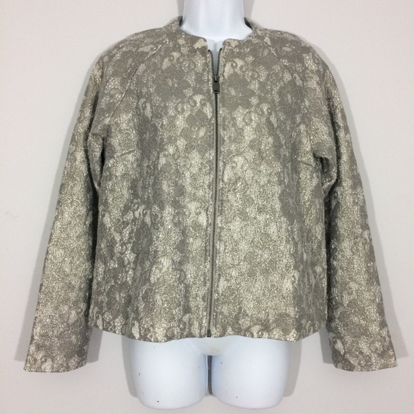 Banana Republic Jackets & Blazers - Banana Republic M Zip-up Gilded Foiled Lace Jacket